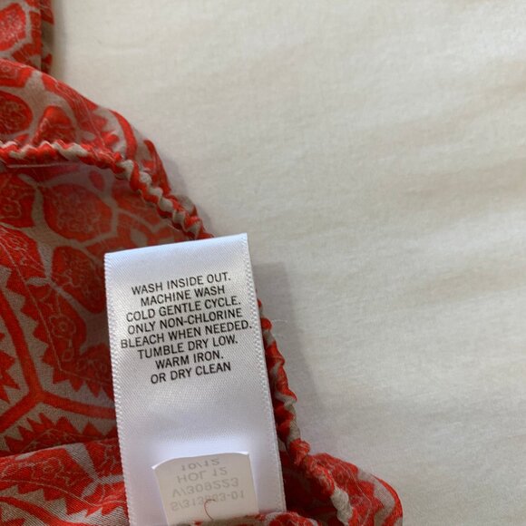 Banana Republic Women Blouse. Semi Sheer. Red. Size PL. Round Neck. Long Sleeves - Picture 7 of 10